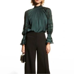 Kobi Halperin L Elise Stretch Silk Blouse (Pine Color)
